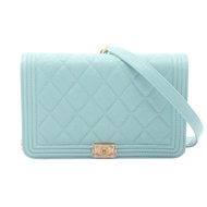 【二手】香奈兒 (Chanel) Boy Chanel 絎縫手袋 AP1117 淺藍色魚子醬紋小牛皮 (粒面小牛皮) Boy Chanel 鏈條錢包