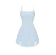 DALLA Đầm dây chữ A cổ vuông phối ren/nơ (D05)