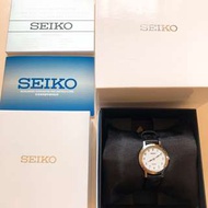 SEIKO 精工 SOLAR 太陽能簡約女錶 白錶盤 黑錶帶