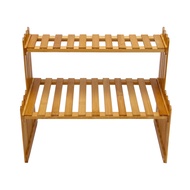 (XHJO) 2 Layers Bamboo Storage Rack Kitchen Spice Jar Bottle Seasoning Rack Decoration Organizer She