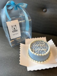 限自取 現貨 巴克叔叔 4吋簡約粉藍擠花 寵物蛋糕 狗狗蛋糕