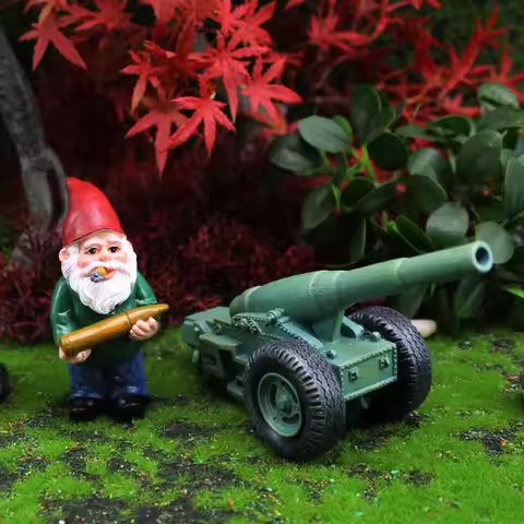 2pcs/Set Mini Funny Cute Dwarfs And Cannon Resin Gnome Statue DIY Bonsai Decoration For Home Office 
