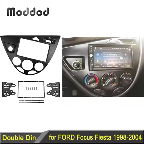 Double 2 Din Fasica for Ford Focus Fiesta Stereo Panel Radio Refitting Installation Trim Kit Face Fr
