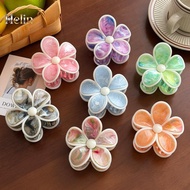 HE  7.5CM Decorative Candy Colored Flower Hair Clip Fashion Shark Clip for Women n