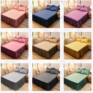 New Korean Style Solid Color Bed Skirt King Queen Size Mattress Cover 4/5/6 Feet Bed Sheet (Pillowcase Purchased Separately)