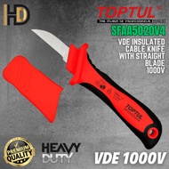 TOPTUL VDE Insulated Cable Knife With Straight Blade / 1000V VDE Cable Knife / SFAA5020V4