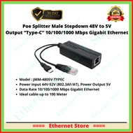 [Wholesale] PoE Splitter 44V-57V 802.3af Gigabit Power Over Ethernet Output typeC 48V Stepdown 5V