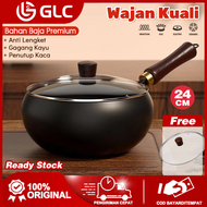 Ready Stock GLC Panci Besi Anti Lengket Tahan Lama dengan Gagang Kayu 24cm - Tahan Panas Mudah Diber