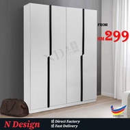[N Design] 2 Door / 4 Door Wardrobe / Almari Baju 4 Pintu / Rak Baju / Wardrobe Clothes Cabinet / 衣橱 / Almari Baju Murah