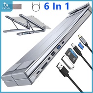 【PkYeG】 USB-C 8-in-1ขาตั้งแล็ปท็อปพร้อมแท่นวางอเนกประสงค์ USB C Dock แท็บเล็ตขาตั้งอะแดปเตอร์ฮับชนิด