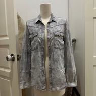 Brands Outlet Rope Women Long Sleeve Shirt Grey Gray Smoky Cotton Denim