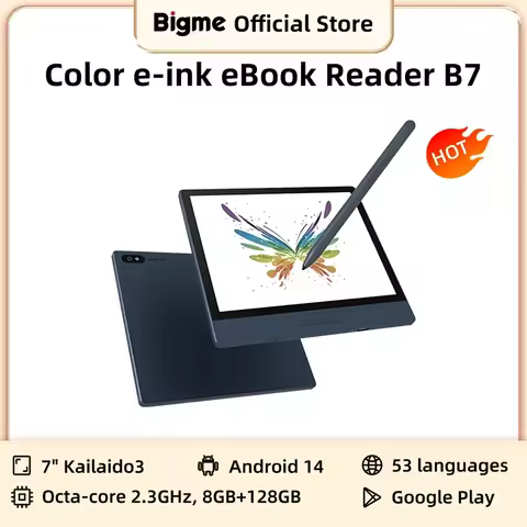 Bigme B7 Ebook Reader, 7'' E-ink Ereader, 300PPI, 8+128GB, Android 14 Open System, Handwritten E-boo