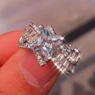 [COD] Cao Shi wish foreign trade new exquisite square princess diamond zircon ring and engagement