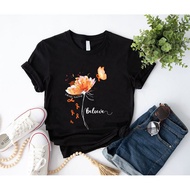 [Fast Delivery] Women Believe Flower-Butterfly Leukemia T-Shirt, Leukemia Cancer Awareness T-Shirt, 