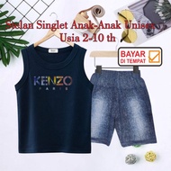 Unisex CHILDREN'S SINGLET SET/SEMI JEANS TROUSERS AGES 2 YEARS-10 YEARS(K3NZ0)