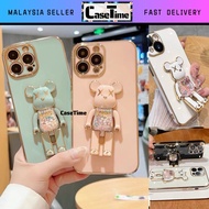 IPH 13 14 15 16 Plus Pro Max electroplated bear stand phone case casing cover 手机壳