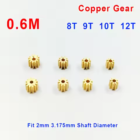 0.6M Modulus Metal Copper Gear 8T 9T 10T 11T 12T Teeth Motor Spindle Gearwheel Brass Gear 0.6 Fit 1m