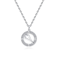 FANCIME "Journey Together" Couples Sterling Silver Circle Necklaces