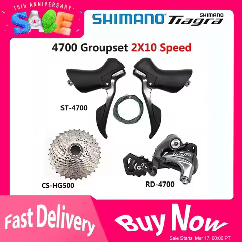 SHIMANO Tiagra 4700 Groupset ROAD Bicycle 2x10 Speed ST 4700 Shifter + RD 4700 Rear Derailleur + CS-