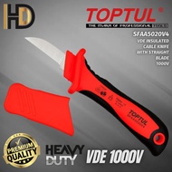 TOPTUL VDE Insulated Cable Knife With Straight Blade / 1000V VDE Cable Knife / SFAA5020V4