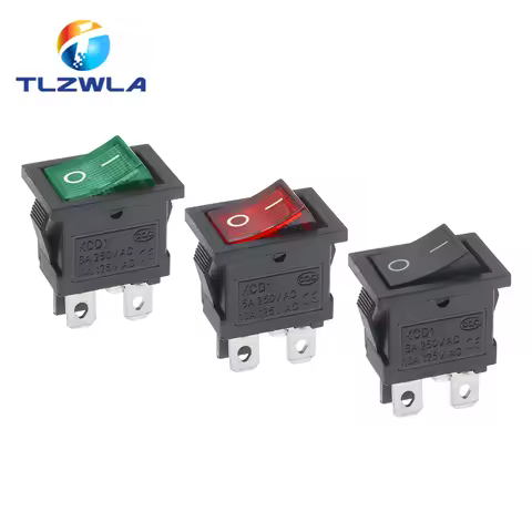 1PCS KCD1 LED ON-OFF 4 Pin Boat Car Rocker Switch 21*15mm 6A/250V 10A/125V AC Black Red Green Light
