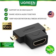 UGREEN 2 in 1 Mini HDMI and Micro HDMI Male to HDMI Female Adapter 1080P High Definition Multimedia Interface High Quality Support 4K 3D Compatible with GoPro Hero 7 Black Hero 5 4 6 Nexus 10 Tablet Camera Camcorder DSLR Video Card Smart TV