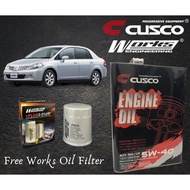 NISSAN LATIO 2006-2012 CUSCO JAPAN FULLY SYNTHETIC ENGINE OIL 5W40 SN/CF ACEA FREE WORKS ENGINEERING OIL FILTER