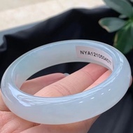 [Ready Stock] Myanmar Natural Jade Jade Bracelet White Moonlight Jade Bracelet Female Genuine Jade B