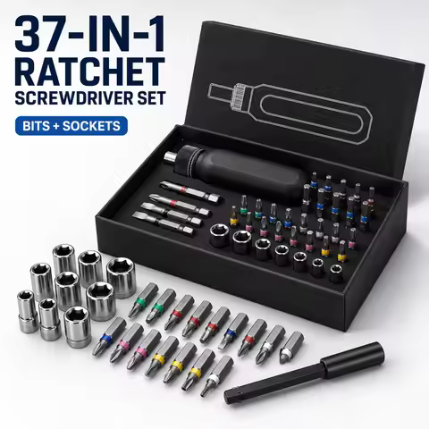 37 in 1 Ratchet Screwdriver Set 9 in 1 Option Extension Rod Multi Bit Socket Repair Tool for Compute