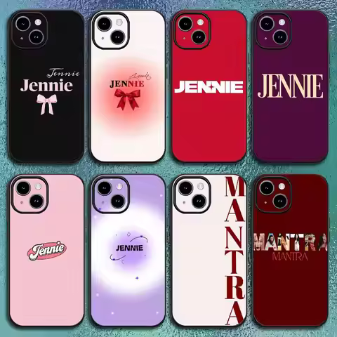 Cute word jennie-e Phone Case For IPhone 17 12 13 14 15 16Pro Max Plus Classic black soft shell