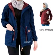 Uniqlo Jumbo Korean Style Women's Parka Jacket Imported Reversible Muslimah Long Korean Nevy Maroon