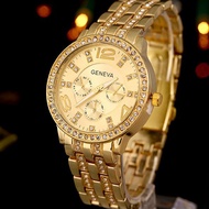 Luxury Style Fashion Women Gold Rhinestone Wrist Watches Geneva Elegant Quartz Bracelet Watch