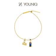 YOUNIQ Destiny September Birthstone Rectagular 18K Gold Titanium Bracelet Necklace Customise Charm B