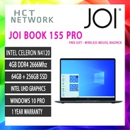 JOI Book 155 Pro Laptop (N4120,4GB,64GB+256GB,14” FHD,W10Pro, JOI Backpack)