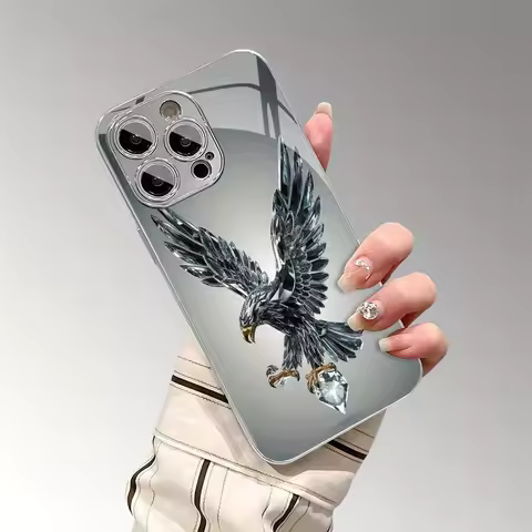 Light Crystal Eagle Pattern Tempered Glass Phone Case for Xiaomi Redmi Note 14 14c 13 12 13c 11 12c 