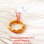 cincin kepang emas kadar 97% berat 7 gram size : 14