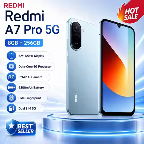 2026 new Redmi A7 Pro 5G Smartphone 8GB+256GB, 6.9" 120Hz Display, 32MP AI Camera, 6300mAh Battery,