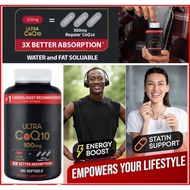 Ultra CoQ10 100mg Softgels- 3X Better Absorption Coenzyme Q10 Supplements - Antioxidant Supplement f