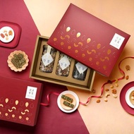 褚紅盒 謝謝滿溢禮盒 (3罐附提袋)(綜合堅果,原味核桃, 海苔脆片)