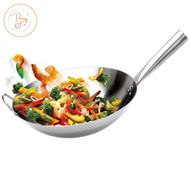 [PennyKo] 34cm High-Grade Stainless Steel Frying Pan Cauldron Wok with Long Handle