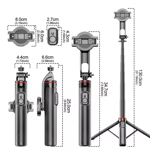 C20 Magnetic Selfie Stick Tripod Holder for iPhone 12-17 Pro Max Travel Stand for Magsafe Phone Clam
