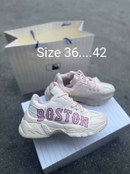 💫Hot Sale💫รองเท้าผ้าใบMLB (Boston Pink) รองเท้ากีฬา รองเท้าของผู้หญิงSize 36--42