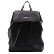 Pre-owned Prada PRADA Backpack/Daypack 1BZ007 in black calfskin. Can be worn over the shoulder or ca