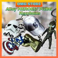 Alloy Keychain Marvel Avengers & PUBG Keychain Spider-Man Hulk Pubg Helmet Flying Pan Plane Star War