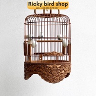 Bamboo Birdcage, Puteh Bird cage - Bird and flower design (short type)