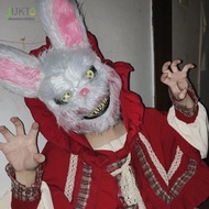 JUKTA Halloween Horror Rabbit Mask/ Bloody Furry Rabbit Mask for