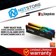 KINGSTON FURY BEAST RGB 32GB (2X16GB) 6000MT/S DDR5 CL36 AMD EXPO - KF560C36BBE2AK2-32