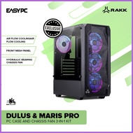 ◈ ❏ ☸ EasyPC | RAKK DULUS Gaming PC Case Black / RAKK DULUS PC Case | MARIS PRO CHASSIS FAN 3-in-1