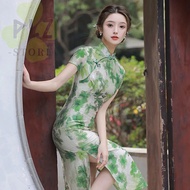 [Dsmyz] Green Floral Dress Cheongsam Dress Plus Size 6XL 2763