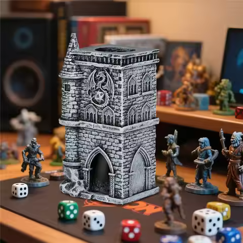Fantasy 3D Resin Castle Dice Tower Dices Rolling Trays Portable Dragon Dice Tower Perfect for Tablet